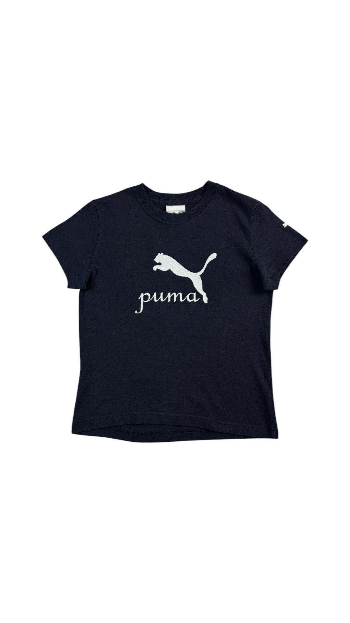 Vintage Puma Logo Shirt Late 90s Women's Dunkelblau/Schwarz S - RareRags