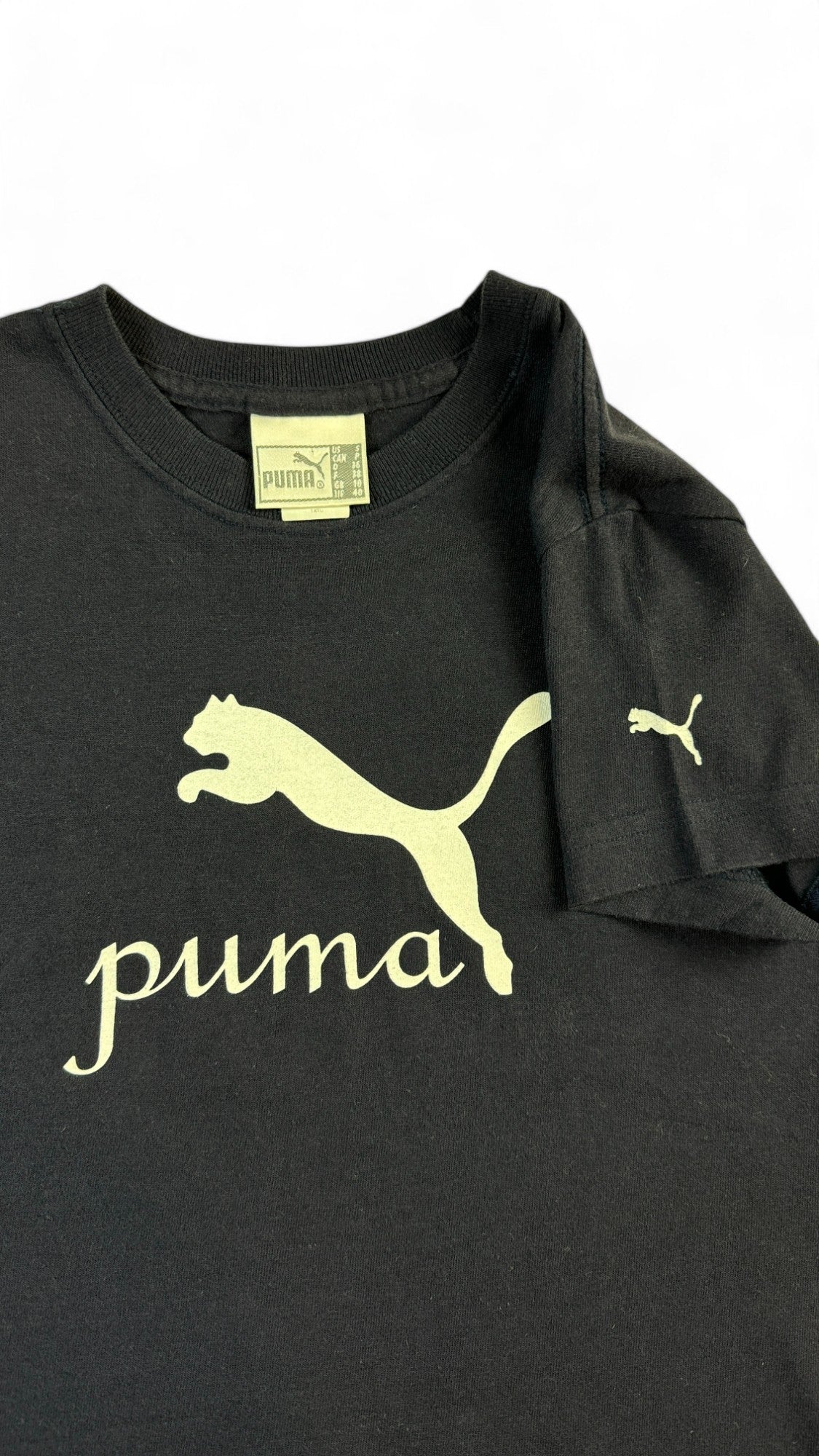 Vintage Puma Logo Shirt Late 90s Women's Dunkelblau/Schwarz S - RareRags