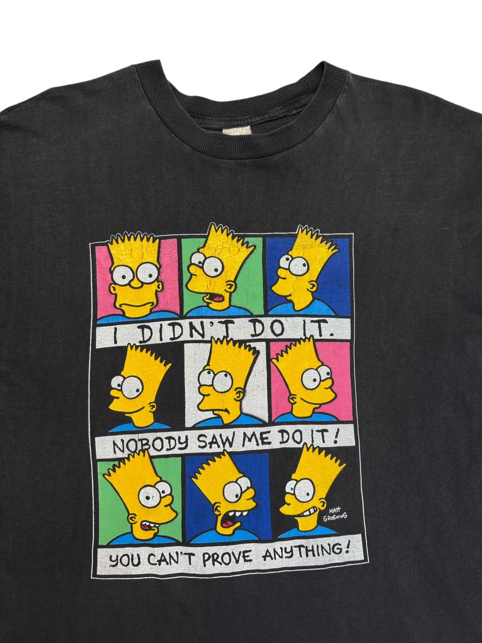 90s The Simpsons Shirt Bart "I didn't do it" Single Stitch Schwarz L
