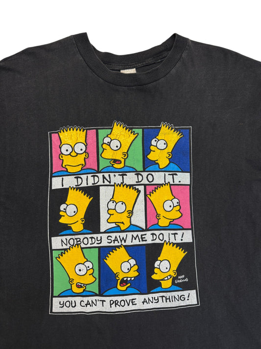 90s The Simpsons Shirt Bart "I didn't do it" Single Stitch Schwarz L