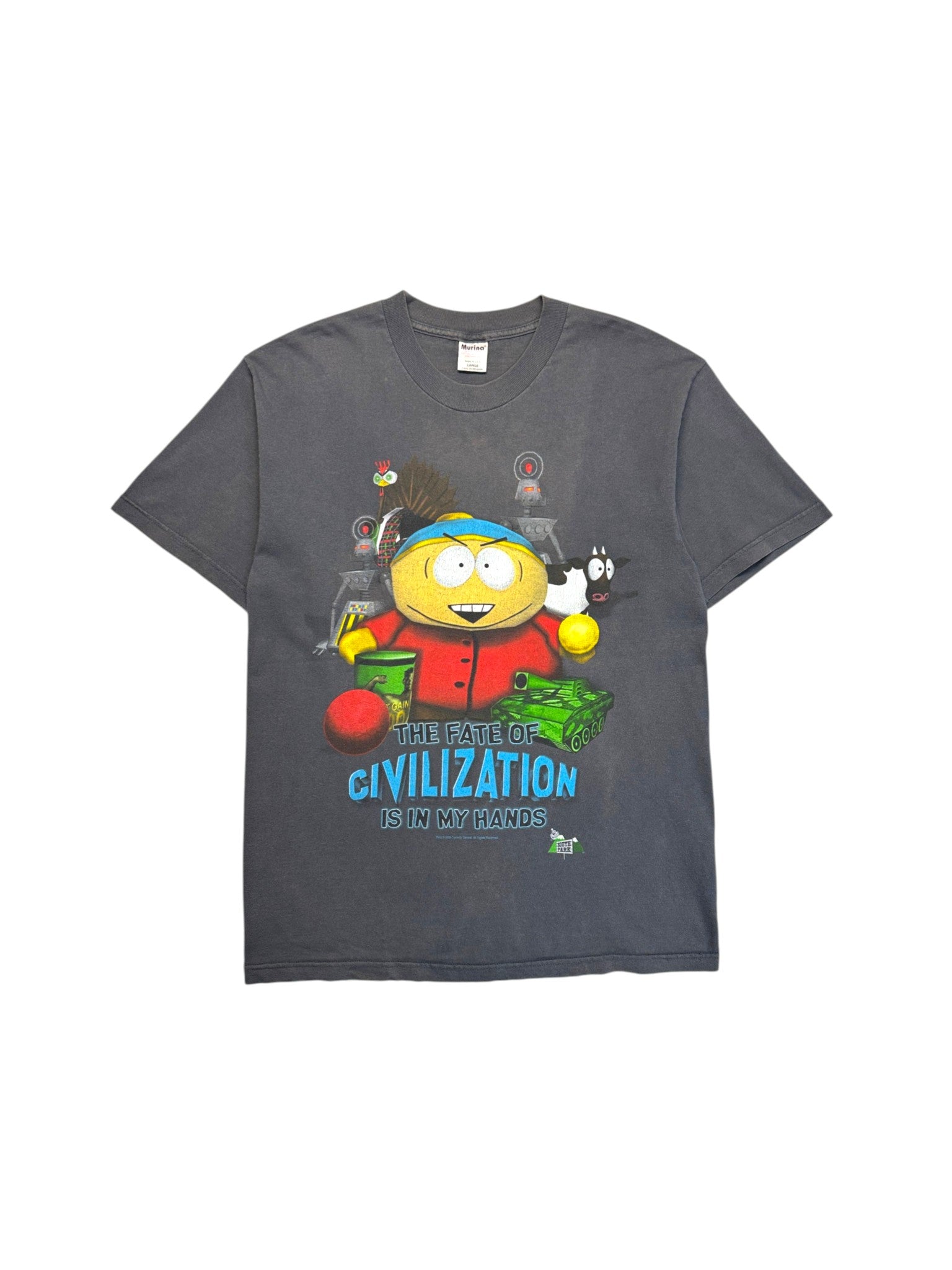 1998 Murina Shirt South Park "The Fate of Civilization" Cartman Made In USA Schwarz L