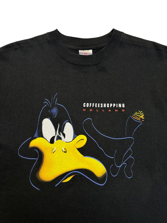 90s Jerzees Shirt Daffy Duck Coffeeshopping Holland Schwarz S