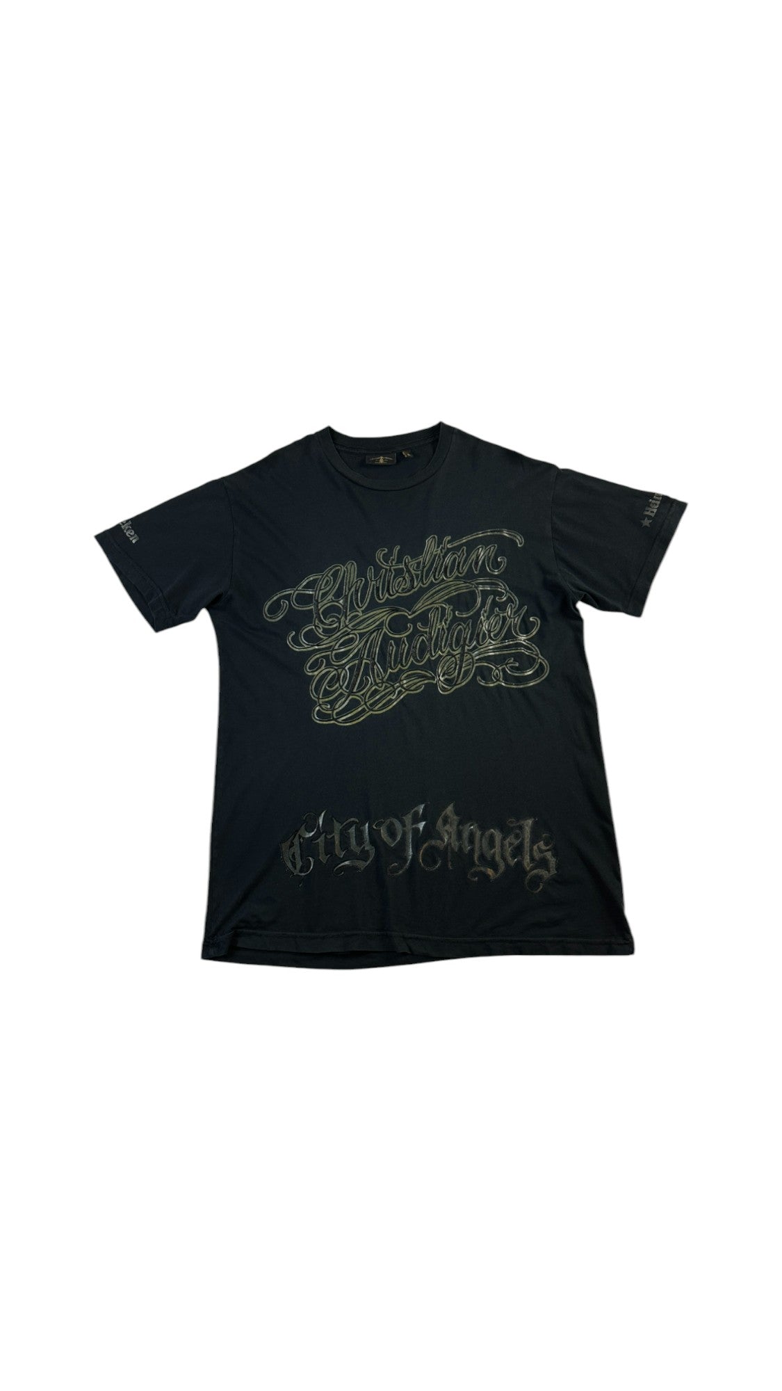 Christian Audigier Shirt 00s "City of angels" Schwarz Gold L - RareRags