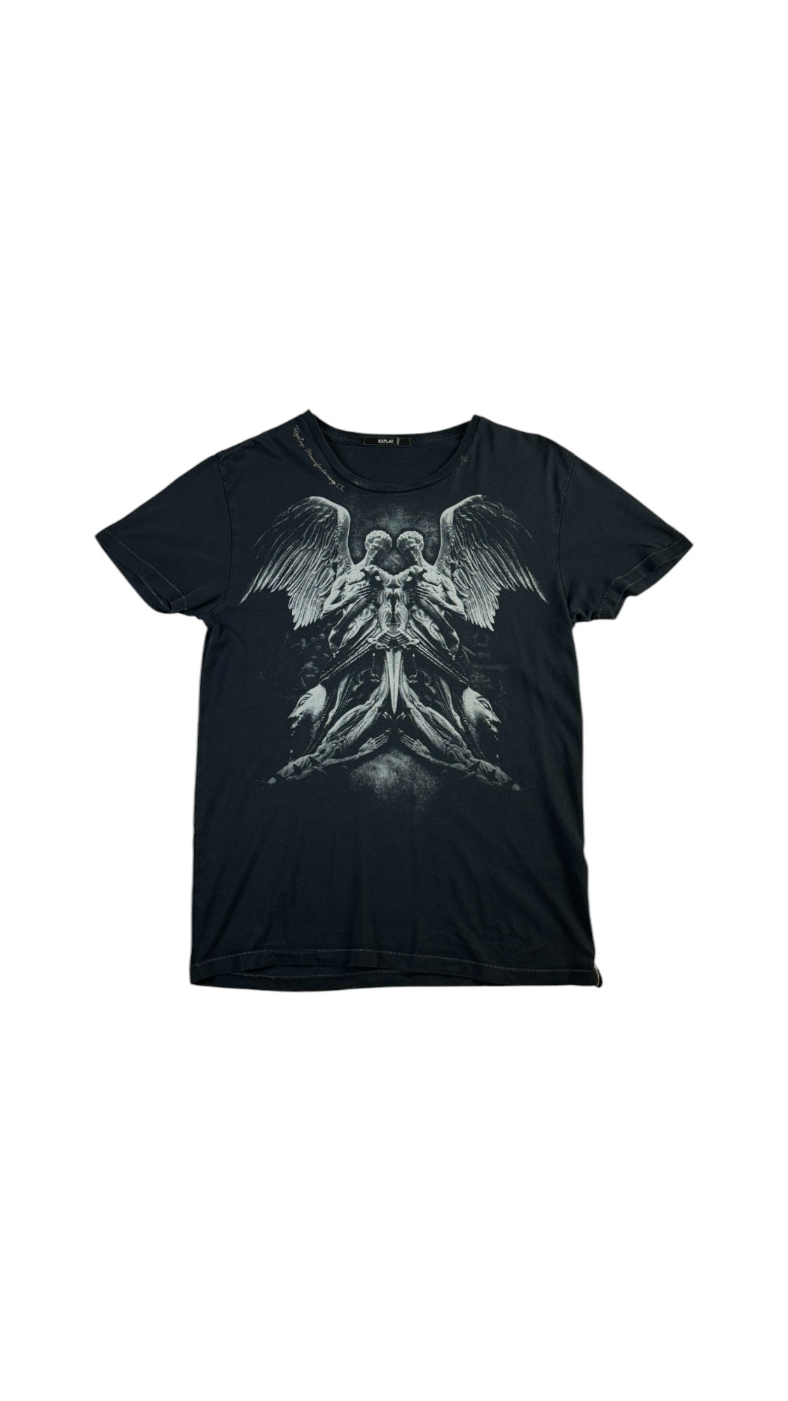 Replay Shirt 00s Angels Print Schwarz M - RareRags