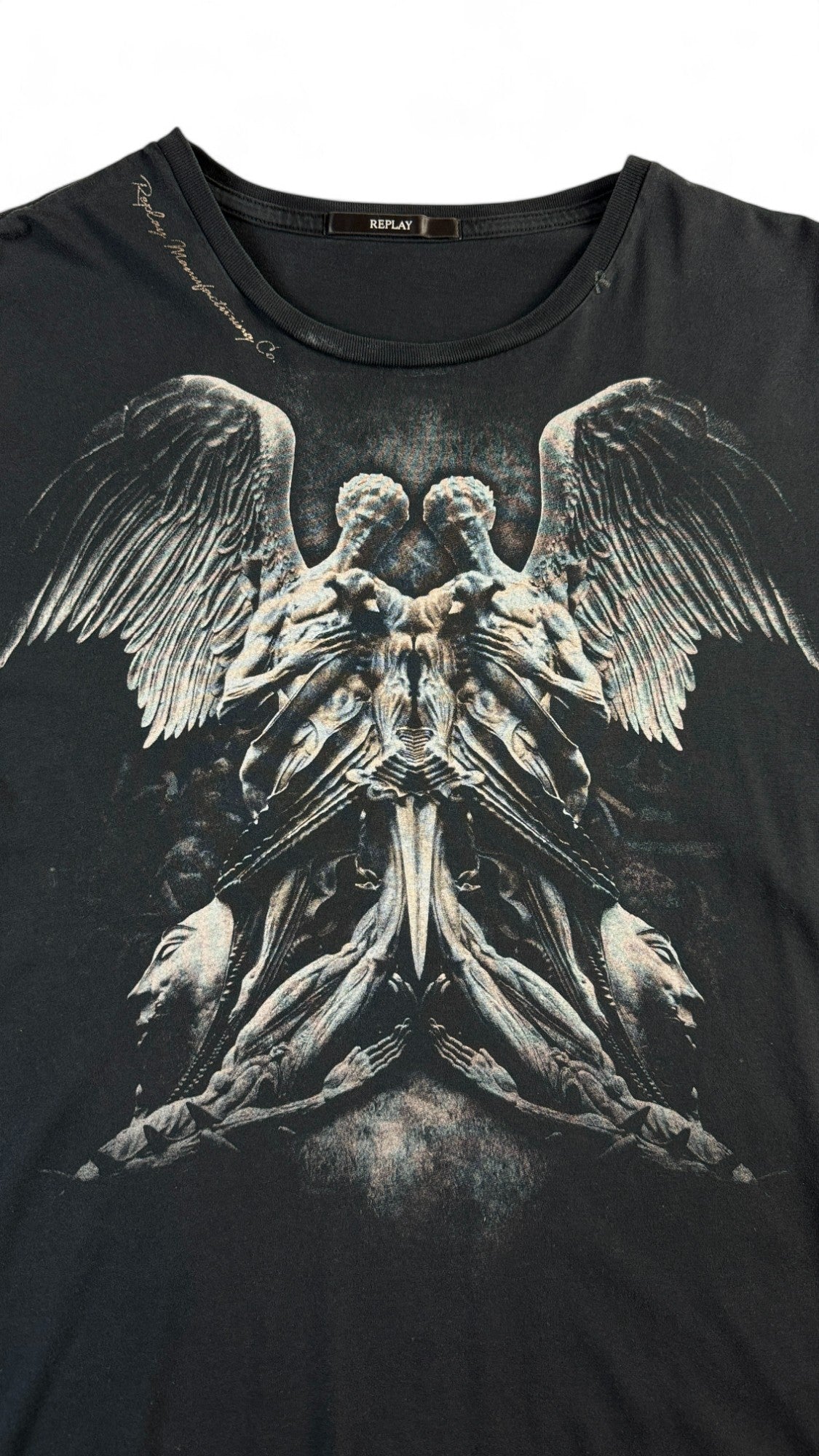 Replay Shirt 00s Angels Print Schwarz M - RareRags