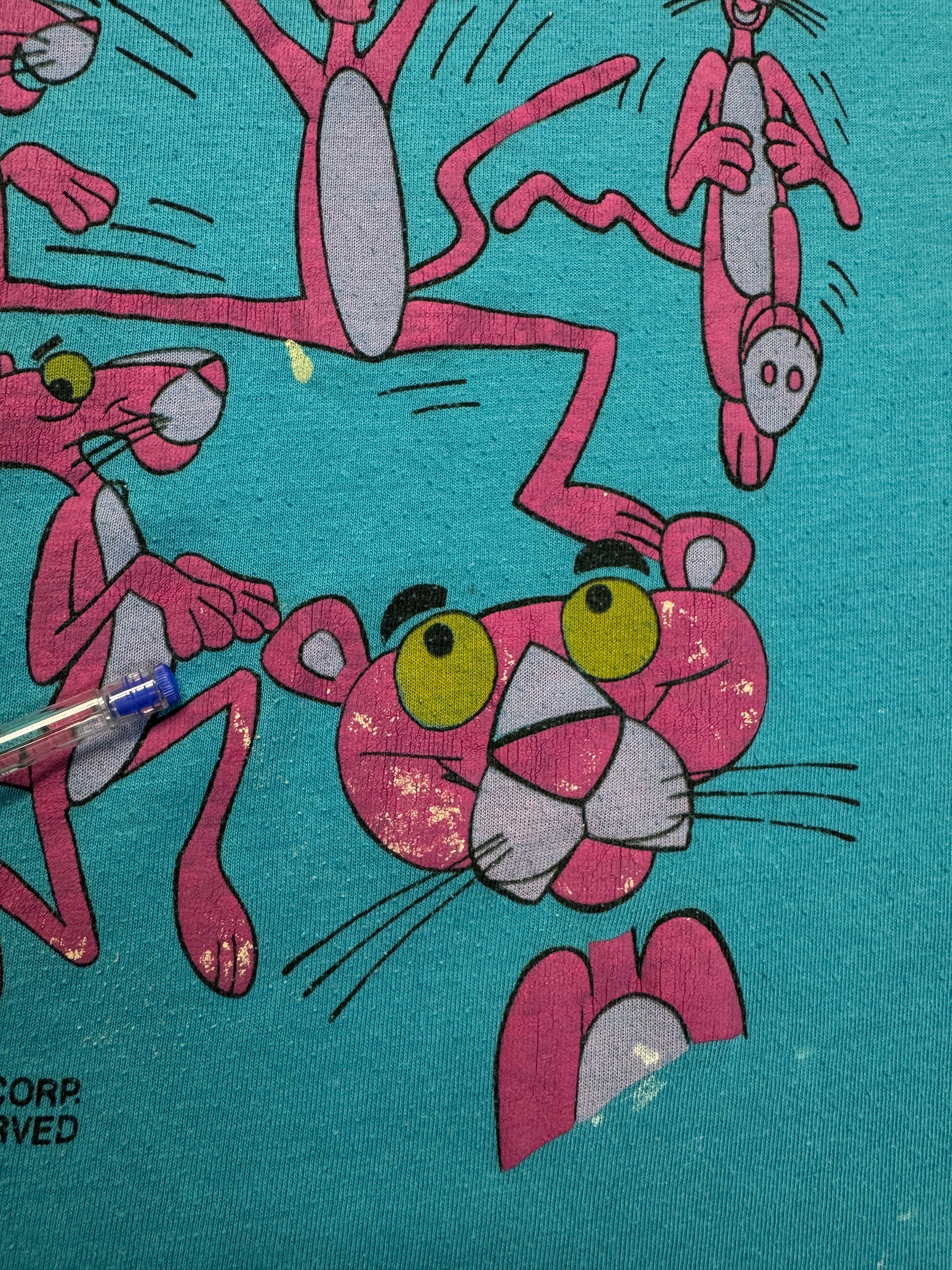 1986 Pink Panther Shirt Paint Splatter Made In Denmark Blau M
