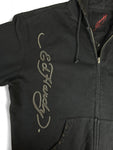 Ed Hardy Hoodie Mit Reißverschluss Totenkopf Patch Schwarz 3XL