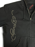 Ed Hardy Hoodie Mit Reißverschluss Totenkopf Patch Schwarz 3XL