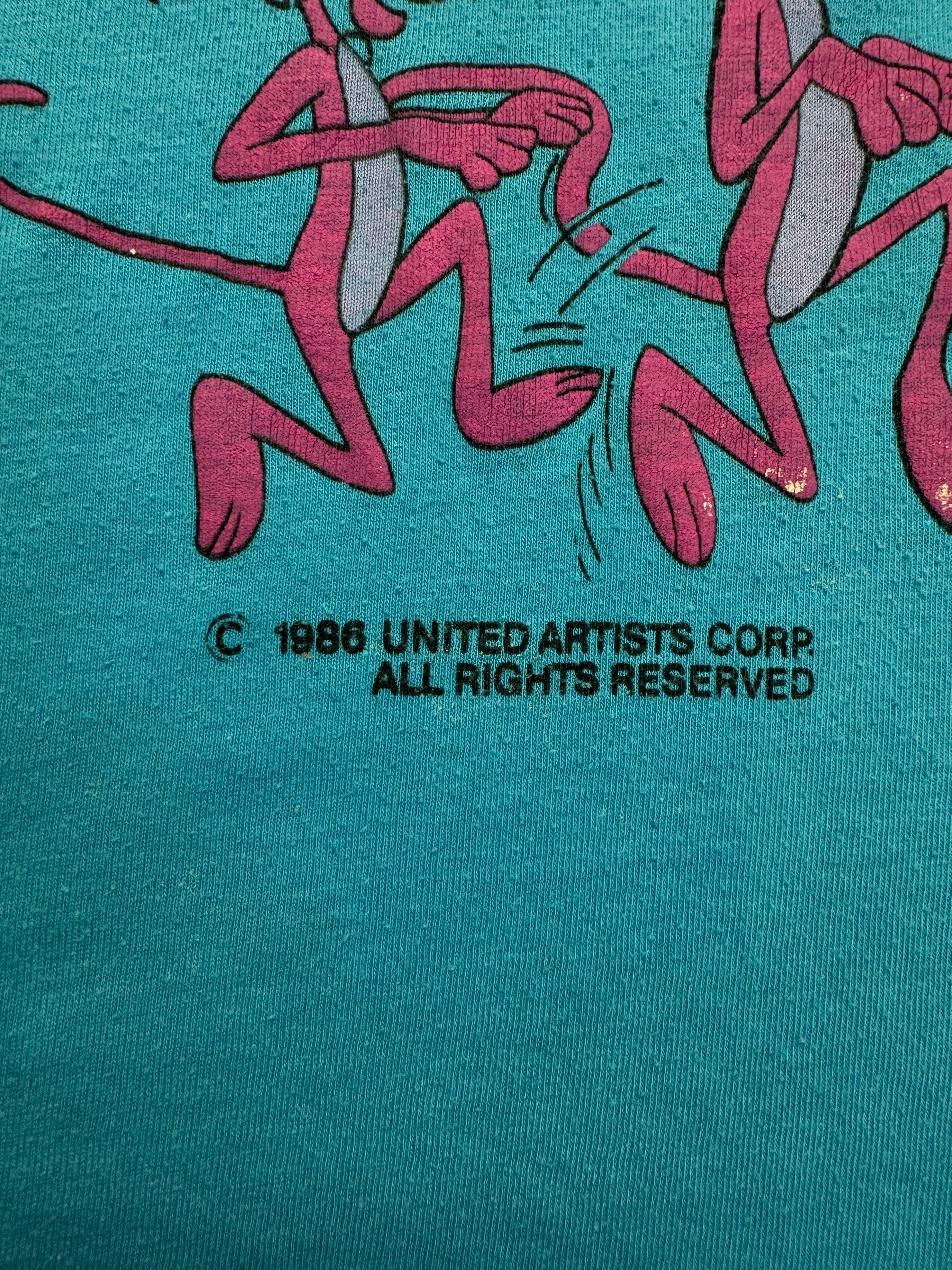 1986 Pink Panther Shirt Paint Splatter Made In Denmark Blau M