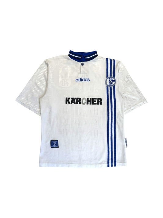 1996/97 Adidas Trikot Schalke 04 Kärcher Weiß XS-S