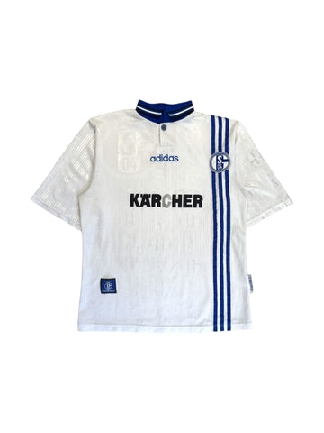 1996/97 Adidas Trikot Schalke 04 Kärcher Weiß XS-S