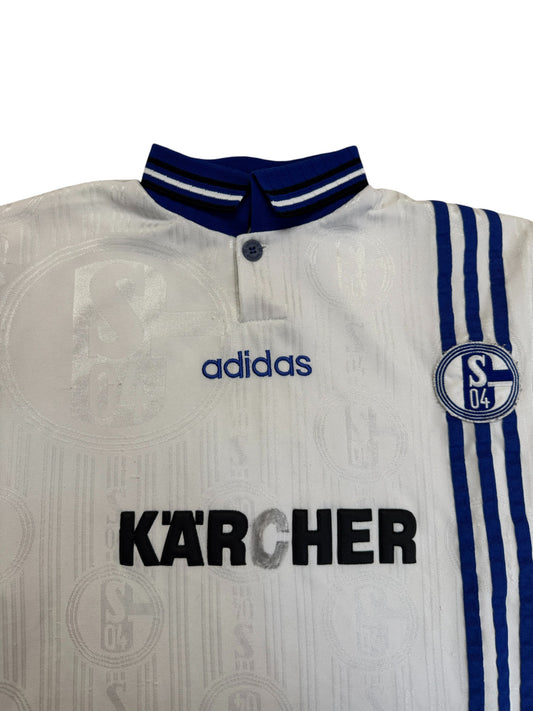 1996/97 Adidas Trikot Schalke 04 Kärcher Weiß XS-S
