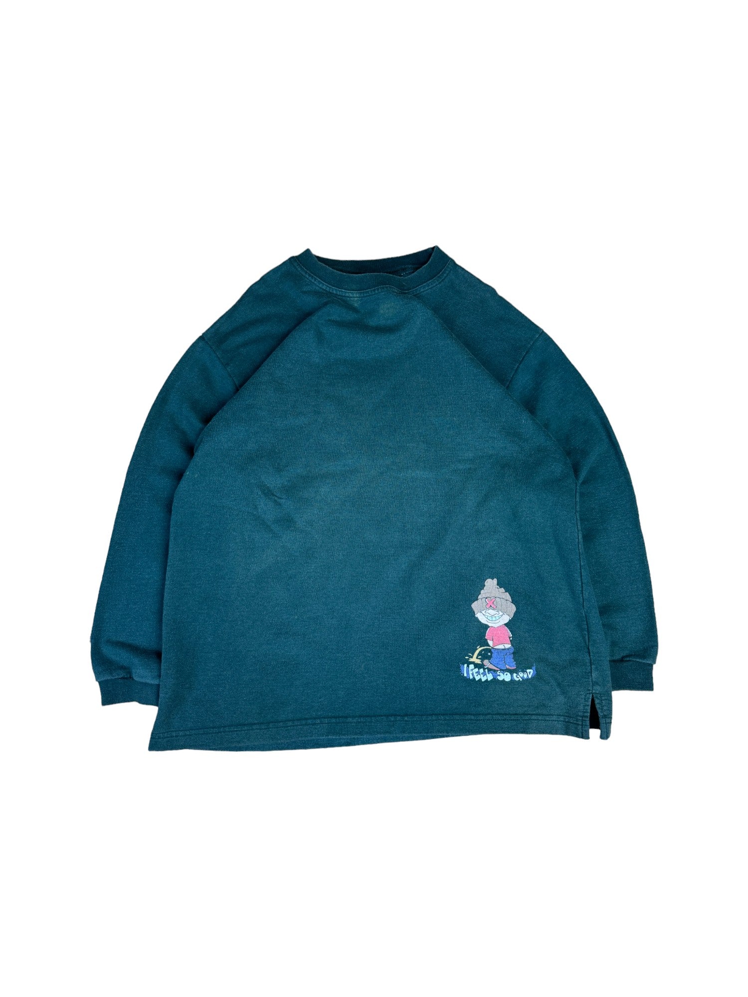 Vintage No System Sweater "I want my future- I feel so good" Dunkelgrün M