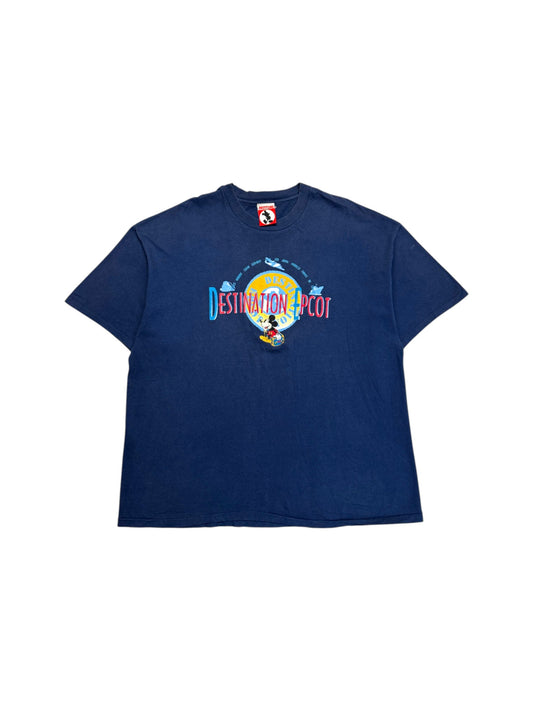 90s Disney Shirt Mickey Inc. "Destination Epcot Made In USA Single Stitch Dunkelblau XXL