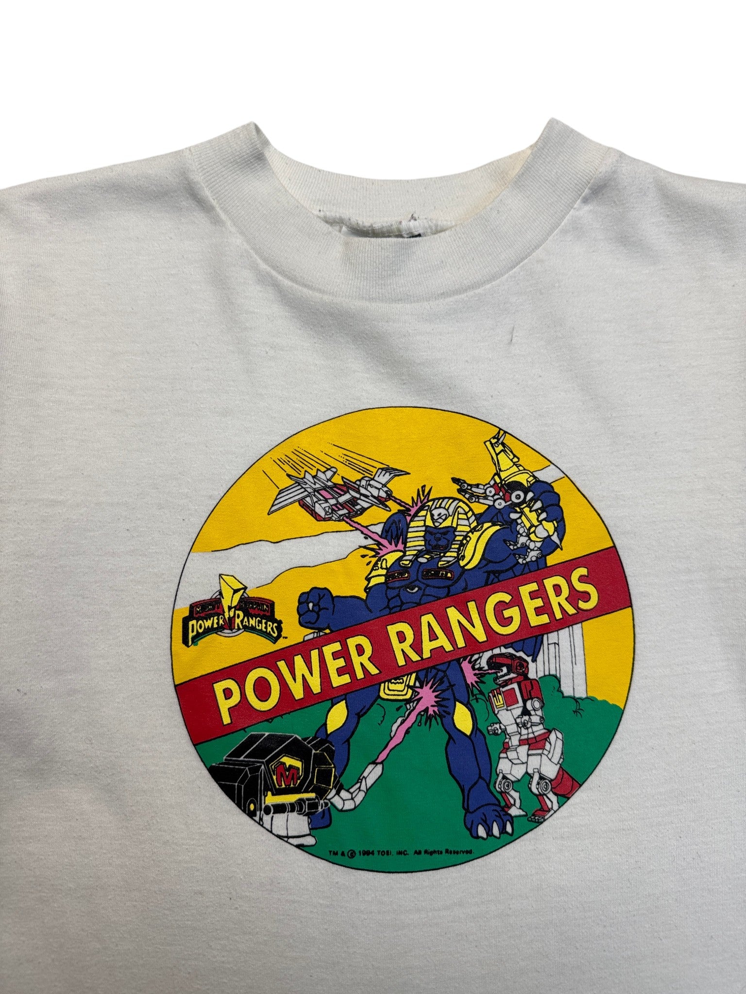 1995 Kids Shirt Power Rangers Mighty Morphin Single Stitch Weiß XS-S
