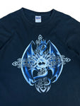 Gildan Shirt Y2K Blue Dragon Tribal Print Schwarz XL