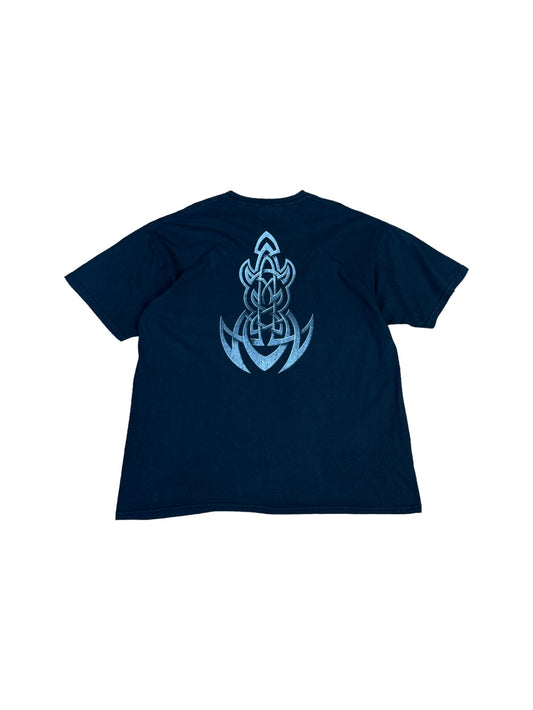 Gildan Shirt Y2K Blue Dragon Tribal Print Schwarz XL