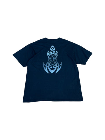 Gildan Shirt Y2K Blue Dragon Tribal Print Schwarz XL