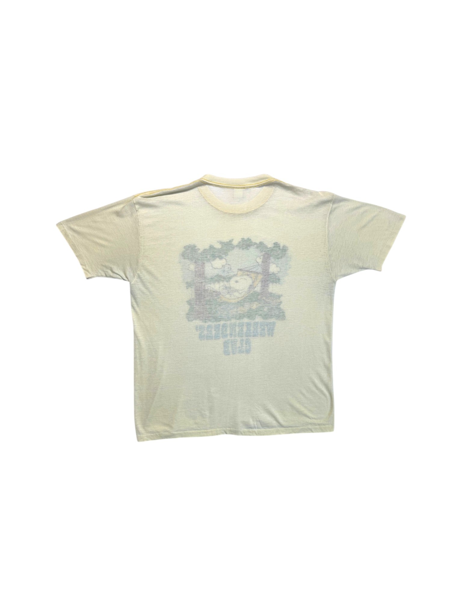 90s Snoopy Shirt "Weekenders Club" Single Stitch Paper Thin Weiß L-XL