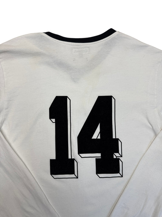 Retro Copa DFB Langarm Trikot 1970s #14 Weiß