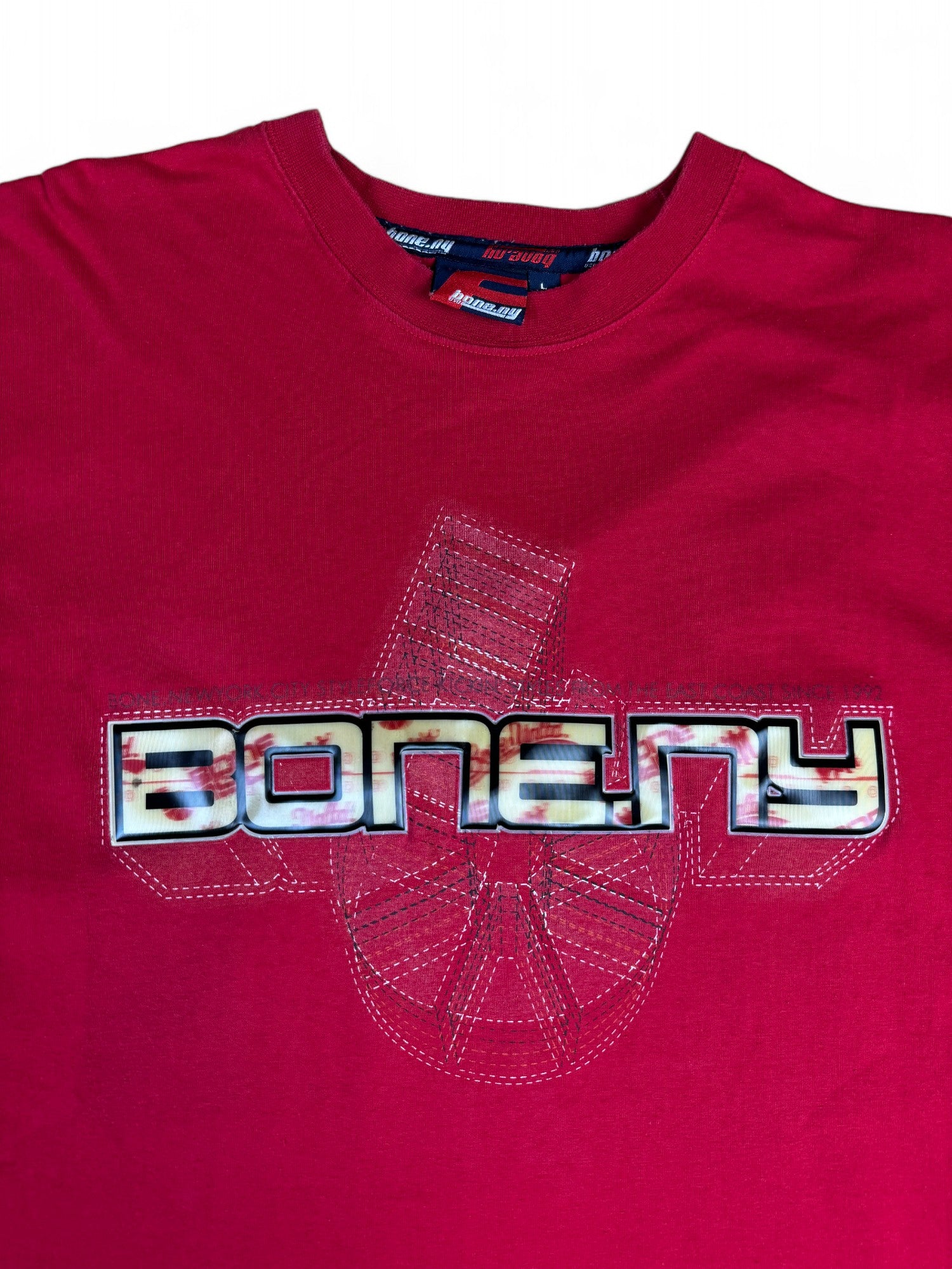 Vintage Bone Ny Shirt 3D Print Rot L - RareRags