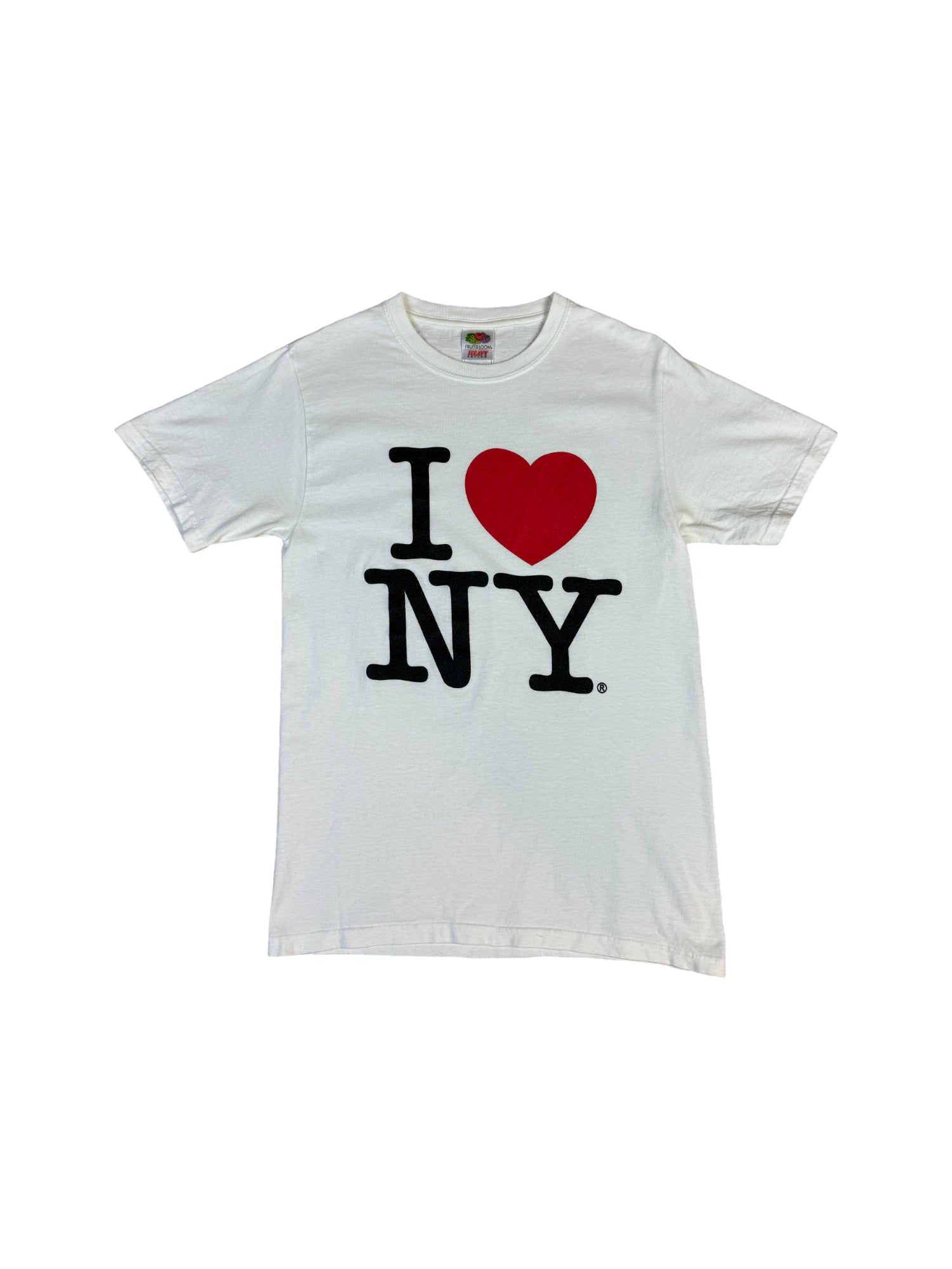 Vintage Fruit Of The Loom Shirt "I<3NY" Basic Weiß S - RareRags