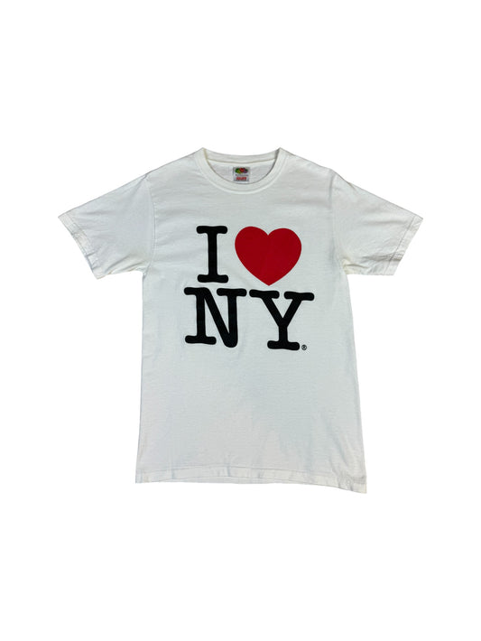 Vintage Fruit Of The Loom Shirt "I<3NY" Basic Weiß S