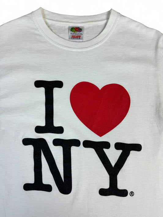 Vintage Fruit Of The Loom Shirt "I<3NY" Basic Weiß S