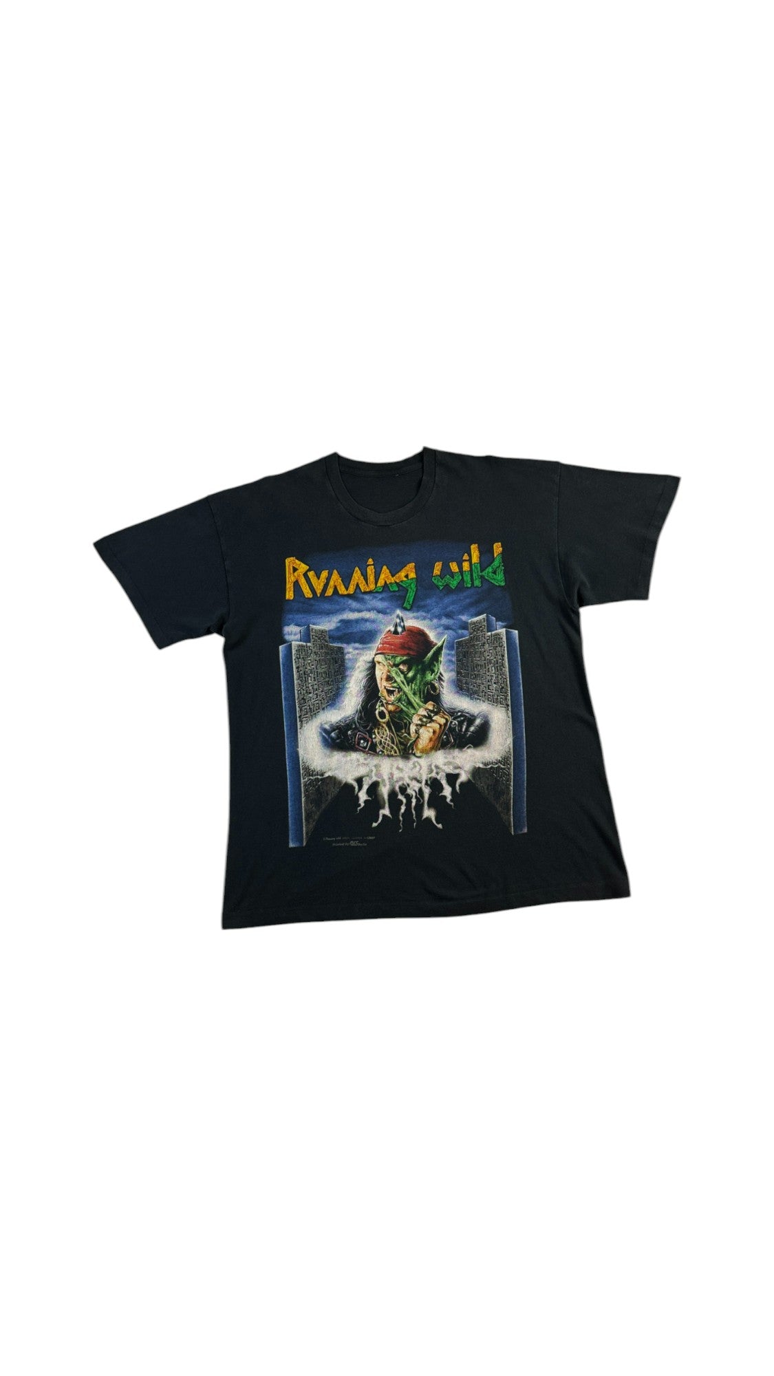 Vintage Shirt "Masquerade Tour 1996" Running Wild Single Stitch Schwarz L-XL - RareRags