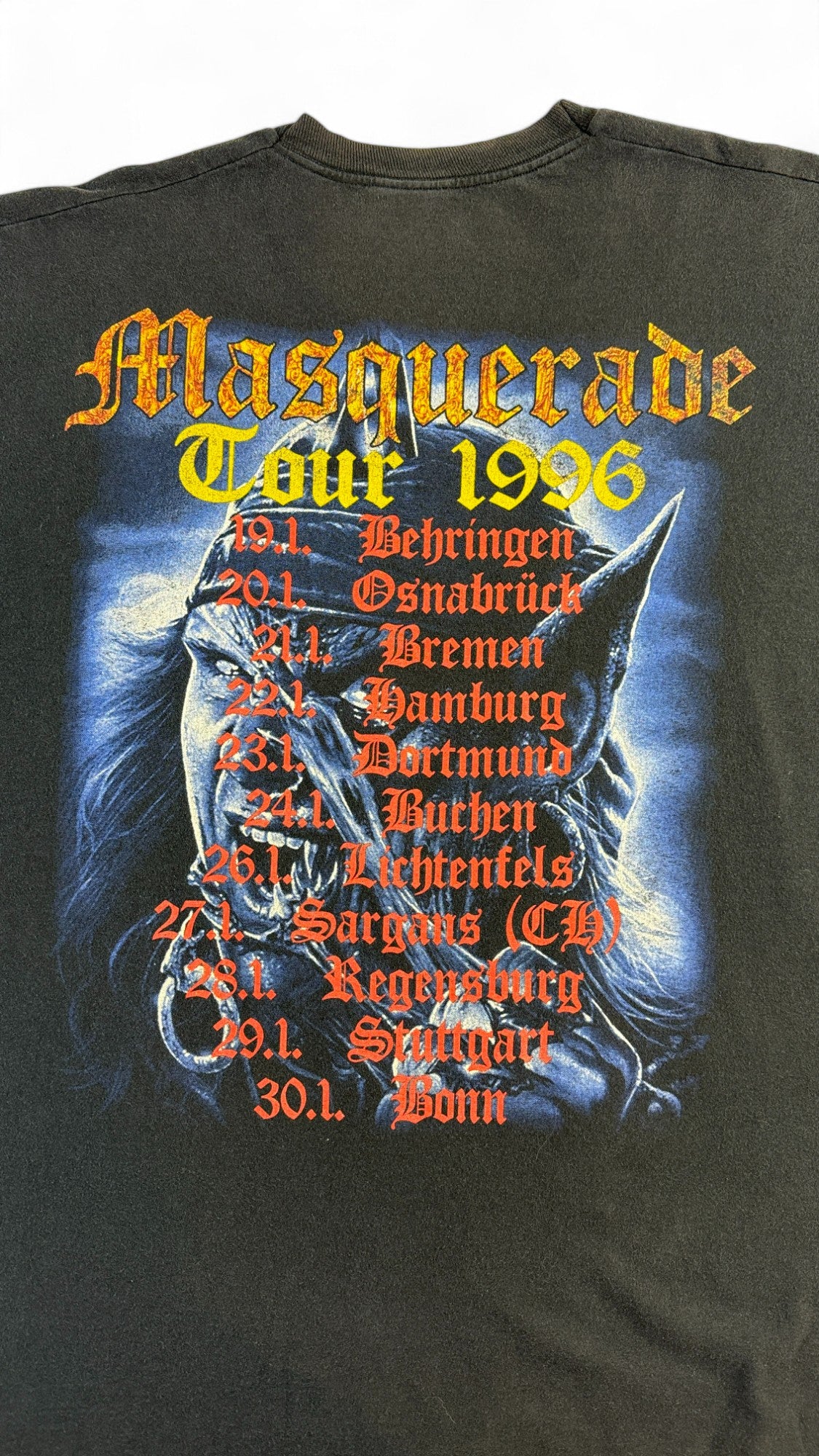 Vintage Shirt "Masquerade Tour 1996" Running Wild Single Stitch Schwarz L-XL - RareRags