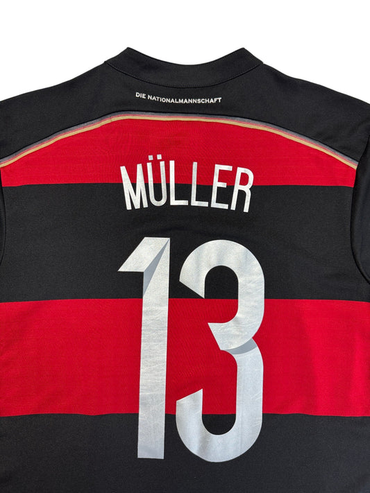 2014 Adidas Trikot DFB #13 Müller Gestreift Schwarz Rot