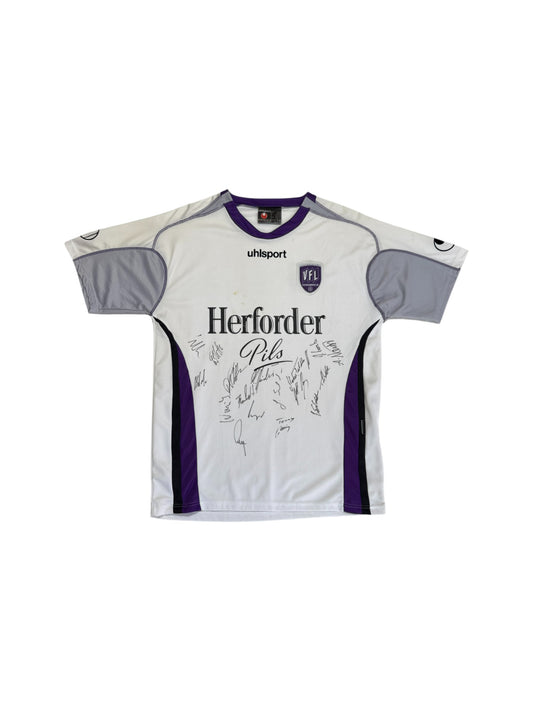 2005/06 Uhlsport Trikot VFL Osnabrück Herforder Pils Mit Unterschriften Weiß Lila XL