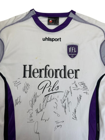 2005/06 Uhlsport Trikot VFL Osnabrück Herforder Pils Mit Unterschriften Weiß Lila XL