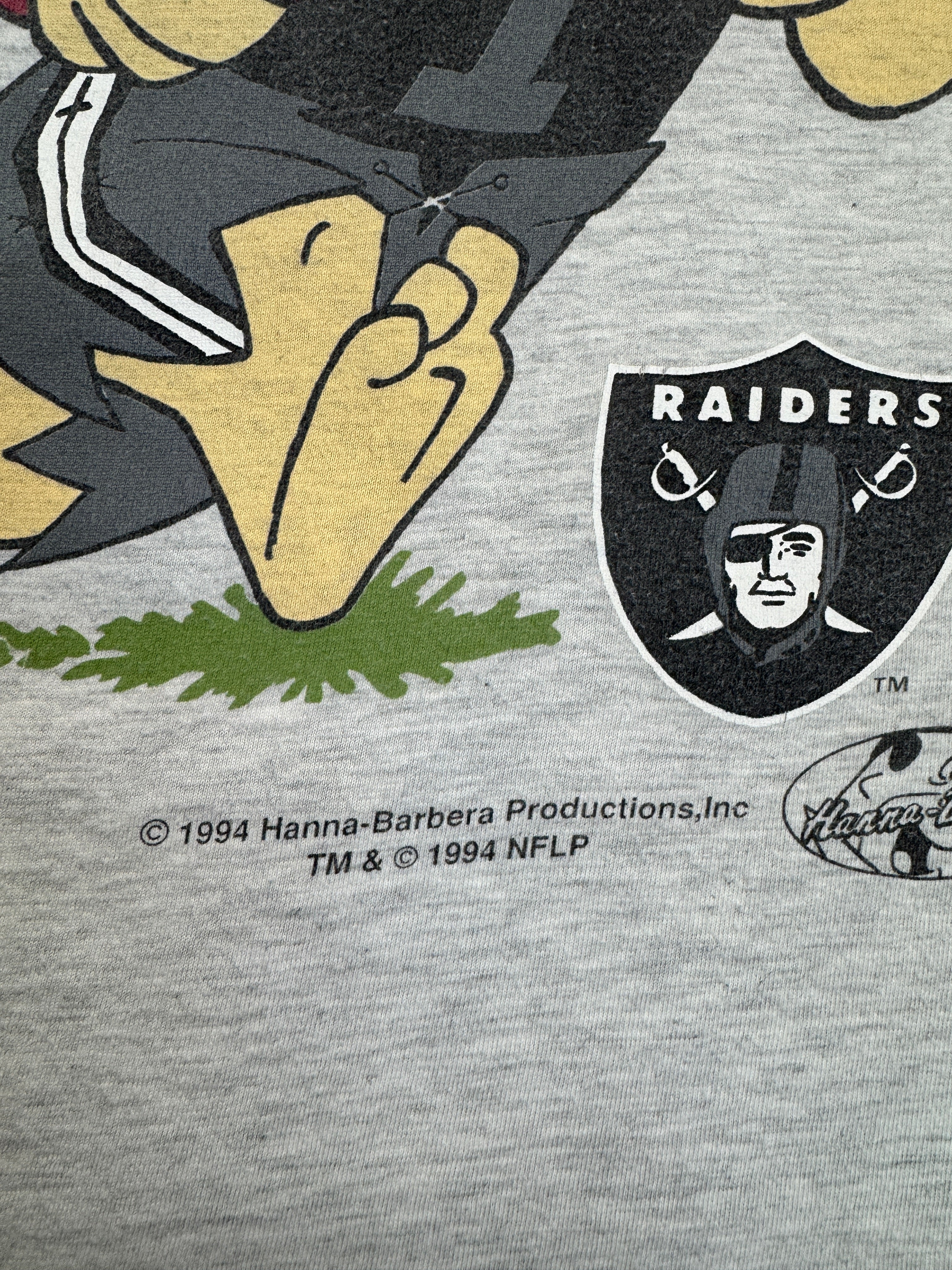 1994 Campri Teamline Shirt Flintstones x Los Angeles Raiders Grau L