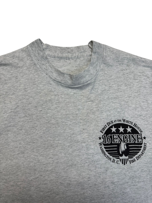 90s Washington Fire Department Shirt xTaz Looney Tunes Single Stitch Grau L-XL