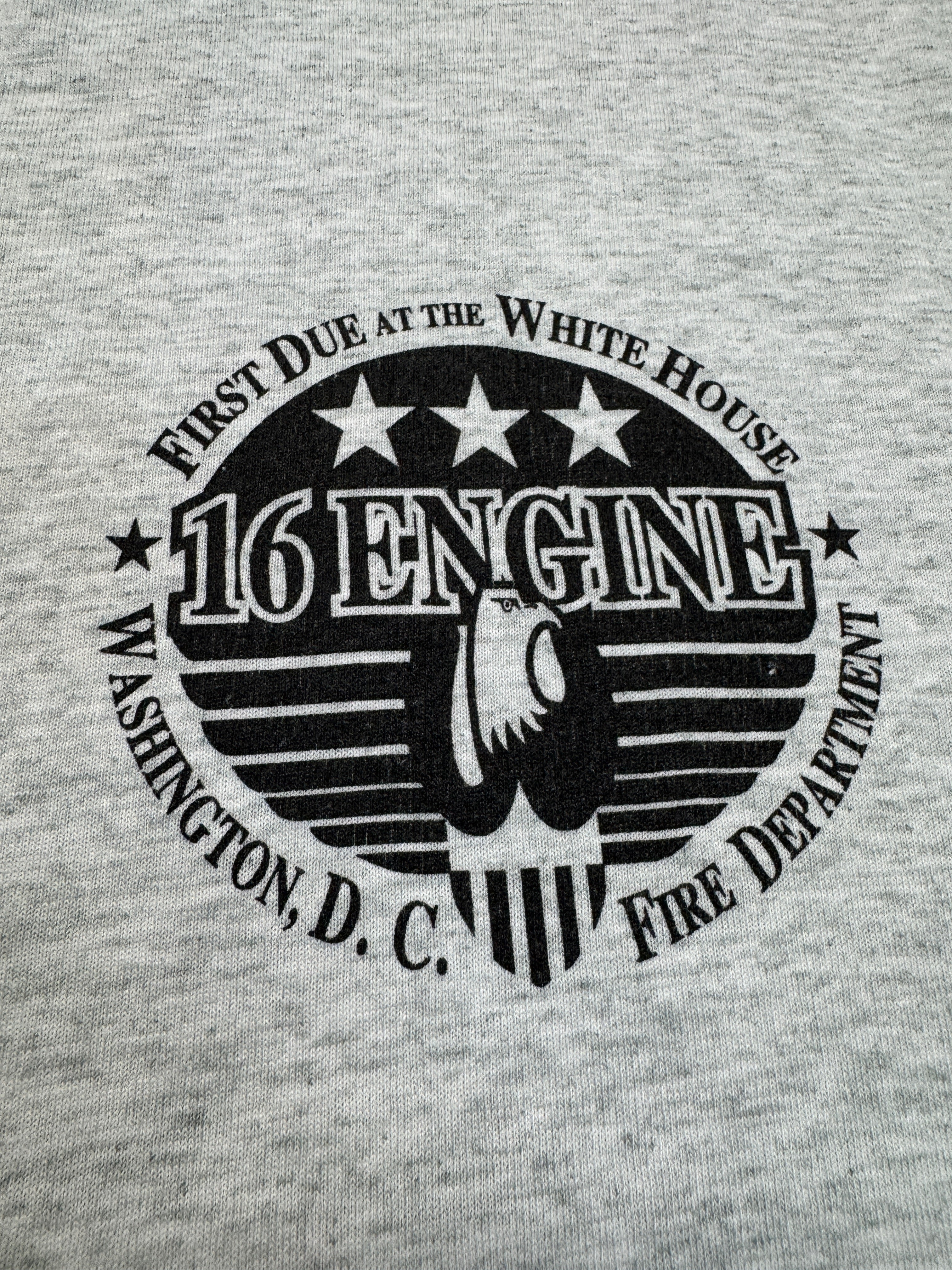 90s Washington Fire Department Shirt xTaz Looney Tunes Single Stitch Grau L-XL