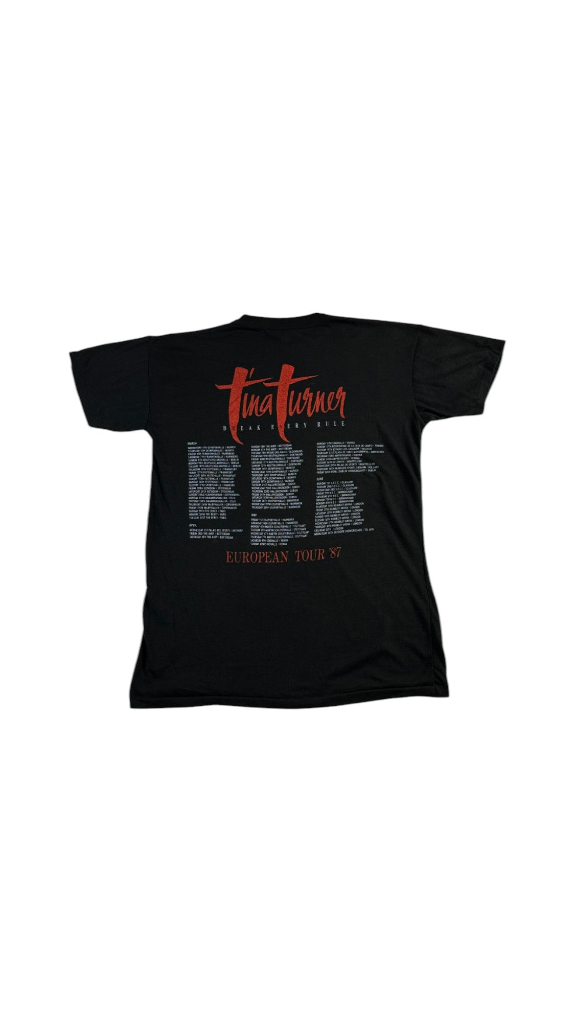 Rare! Vintage Tourshirt 1987 Tina Turner "Break every rule"-European Tour Single Stitch Schwarz L - RareRags