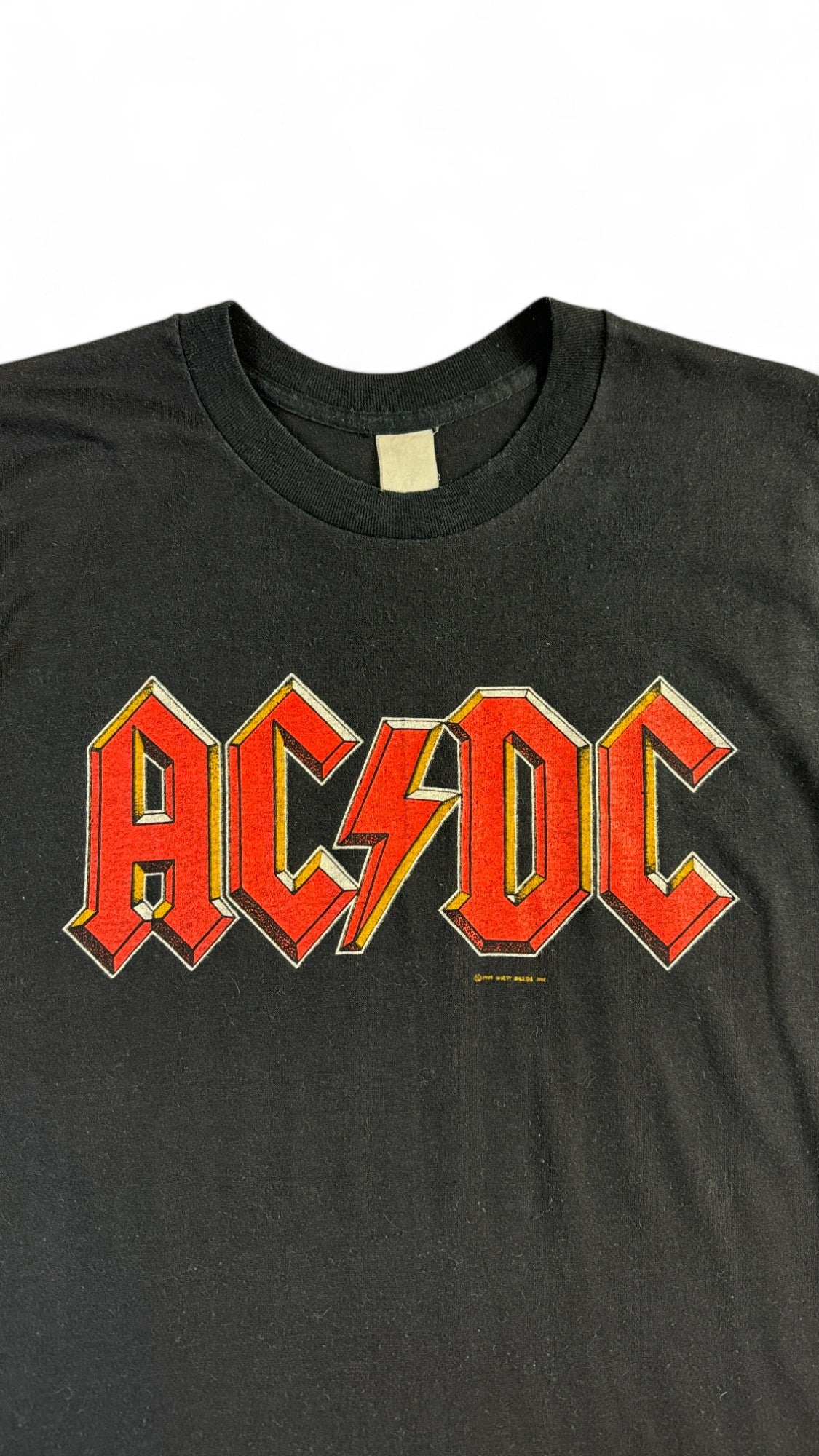 Rare! Vintage Tourshirt 1980 ACDC "Back in black-Sold out"-European Tour Single Stitch Schwarz S-M - RareRags