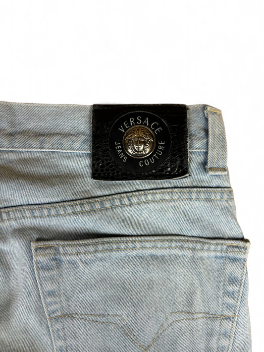 Vintage Versace Jeans Medusa Details Made In Italy Helle Waschung Blau 38/52