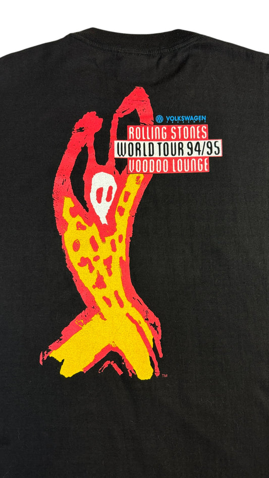 Rare! Vintage Brockum Shirt 94/95 Rolling Stones Voodoo Lounge World Tour Schwarz XL