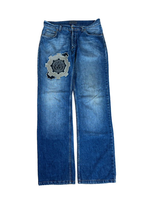 Vintage Versace Jeans Medusa Patch & Knöpfe Dunkelblau 34