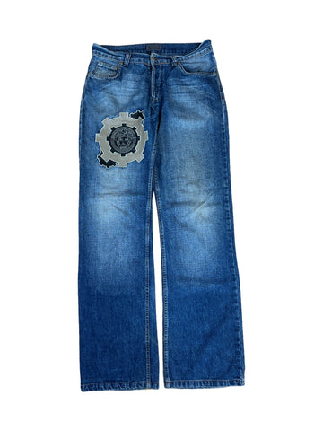 Vintage Versace Jeans Medusa Patch & Knöpfe Dunkelblau 34