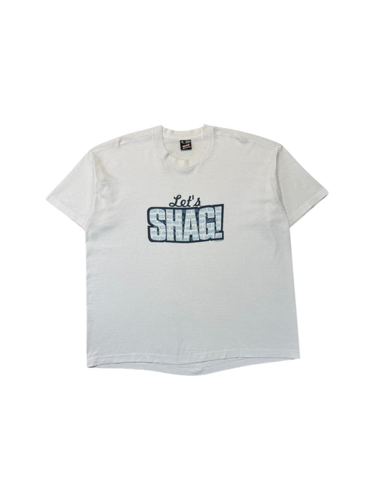 1999 Fruit Of The Loom Shirt "Let's Shag" Single Stitch Made In USA Weiß XXL