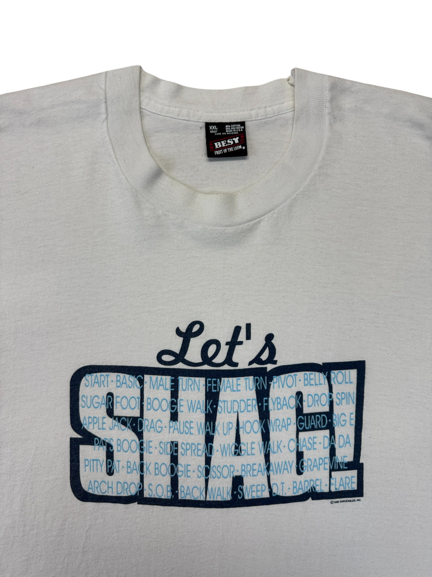 1999 Fruit Of The Loom Shirt "Let's Shag" Single Stitch Made In USA Weiß XXL