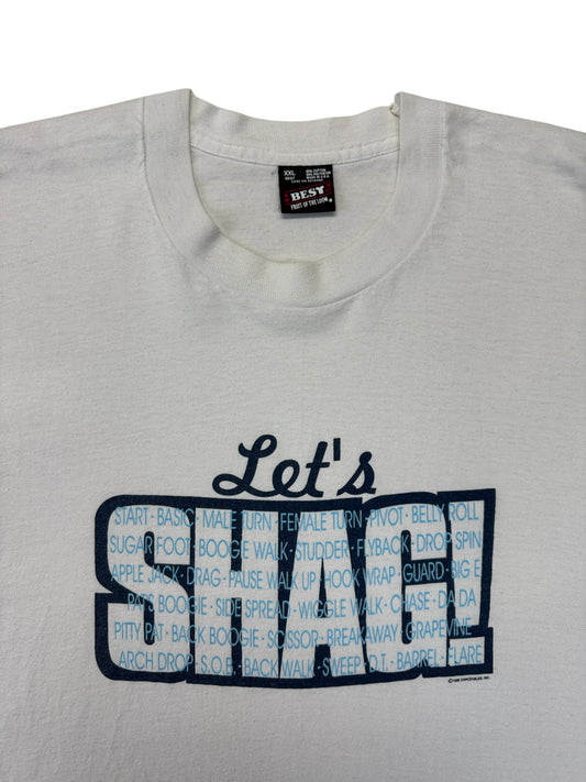 1999 Fruit Of The Loom Shirt "Let's Shag" Single Stitch Made In USA Weiß XXL