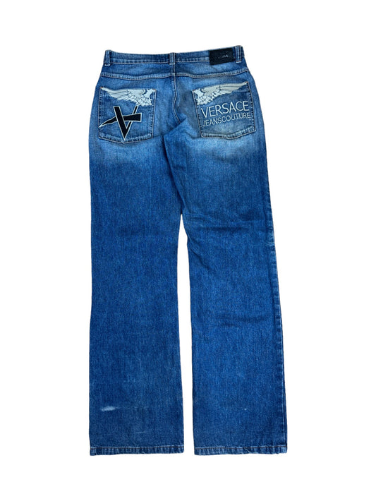 Vintage Versace Jeans Medusa Patch & Knöpfe Dunkelblau 34