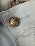 Vintage Versace Stoffhose Leicht Elastisch Medusa Knöpfe Made In Italy Hellblau 34/48