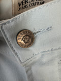 Vintage Versace Stoffhose Leicht Elastisch Medusa Knöpfe Made In Italy Hellblau 34/48