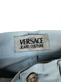 Vintage Versace Stoffhose Leicht Elastisch Medusa Knöpfe Made In Italy Hellblau 34/48