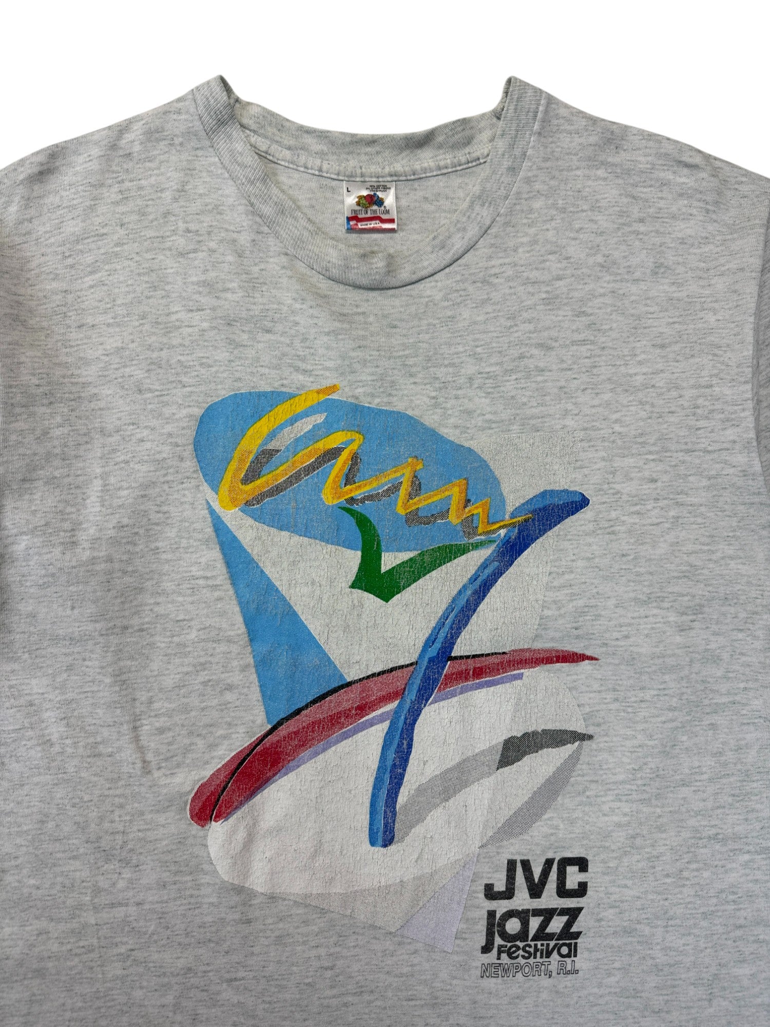 1991 Fruit Of The Loom Shirt "JVC Jazz Festival Newport" Made In USA Single Stitch Grau L